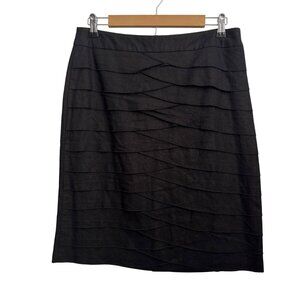 Larry Levine Black Textured Tiered Linen Blend Pencil Skirt Womens Size 8. NWT
